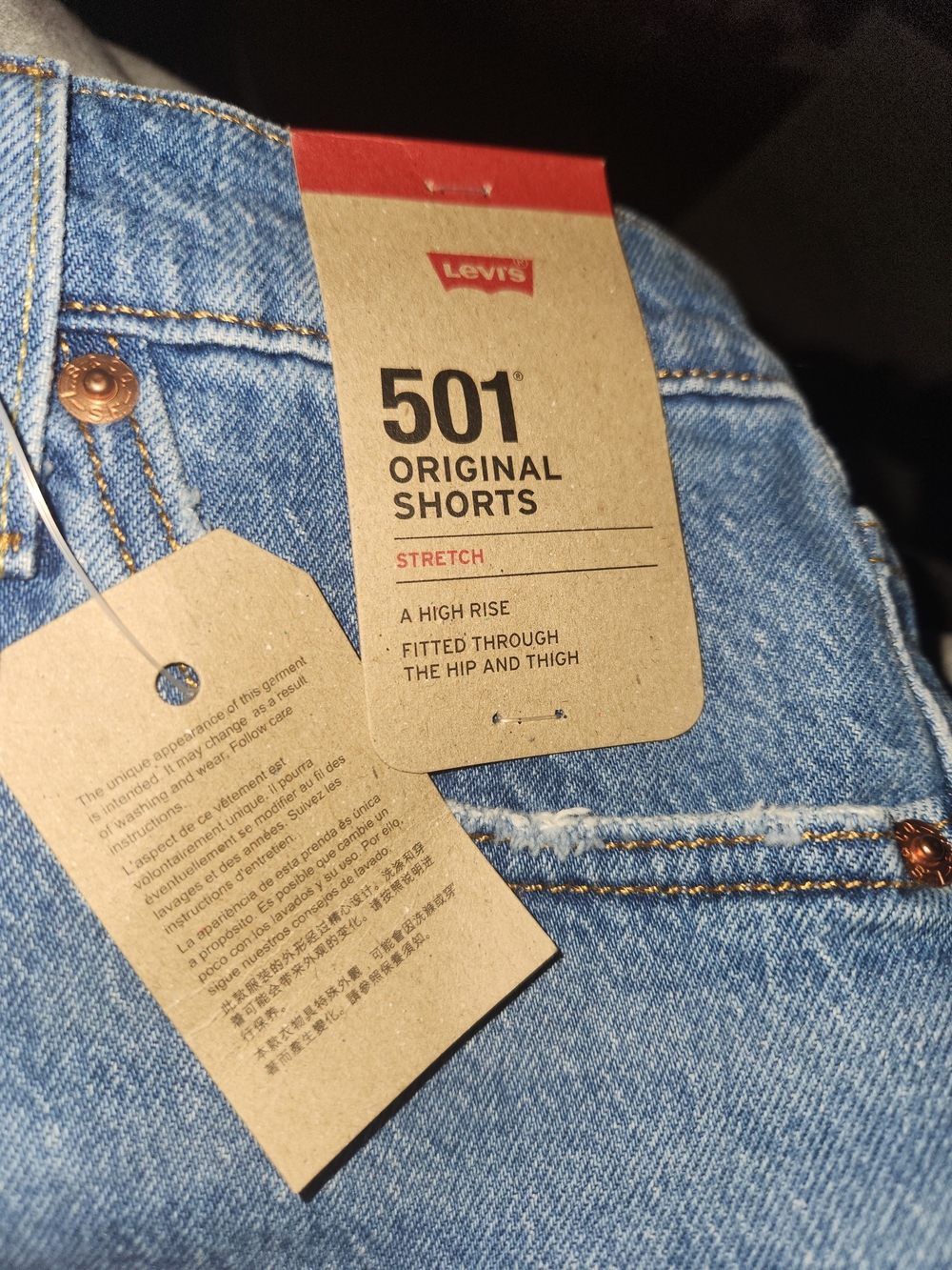NWT-Levi's 501 Original Stretch Denim Shorts -  High Rise-Size 27